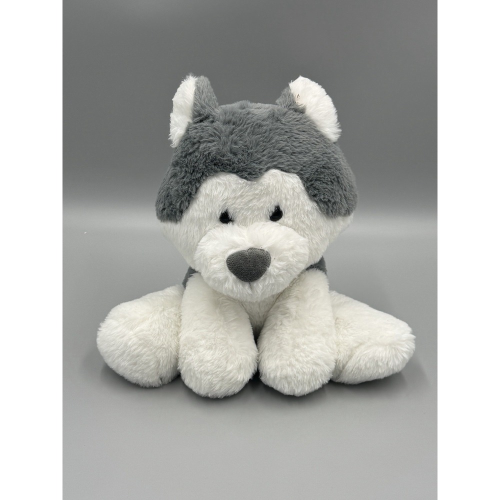 Spark Create Imagine Sitting Gray White Husky Wolf Dog Plush 10" Stuffed Toy